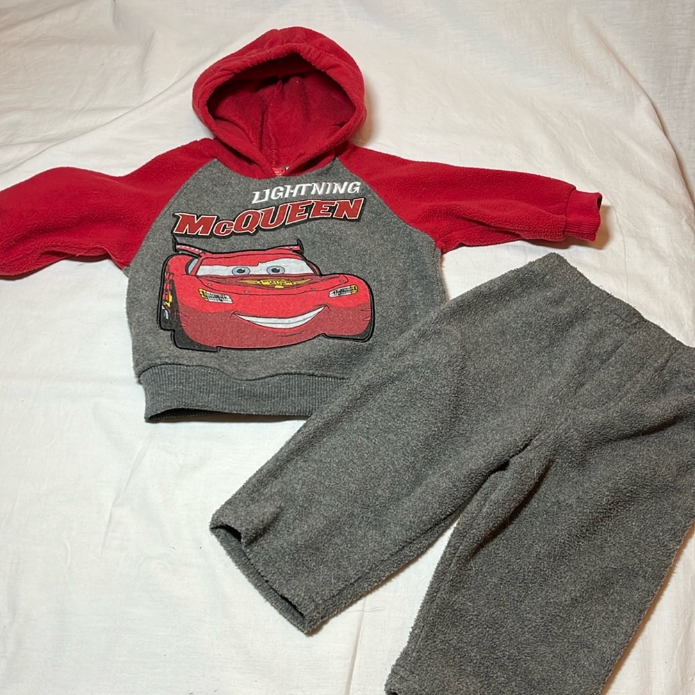 12M Disney Lightning McQueen sweatpants and hoodie